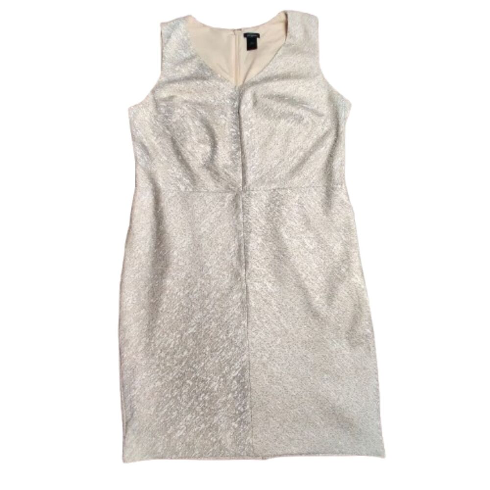 Ann Taylor Women’s Size 16 Metallic Champagne Sleeveless Sheath Dress V-Neck